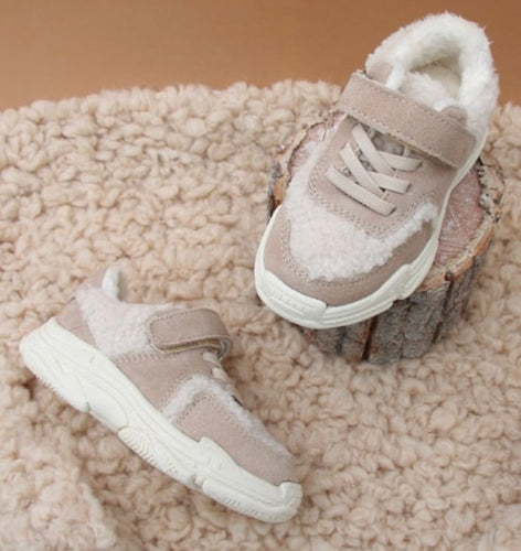 Beige Fleece Trainers Shoes