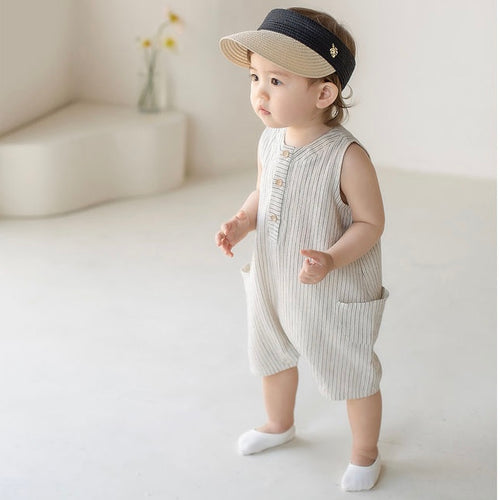 Stripped romper overall with hat