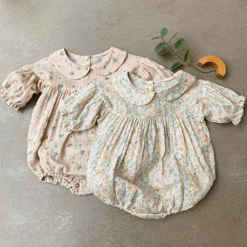 Floral collar babysuit